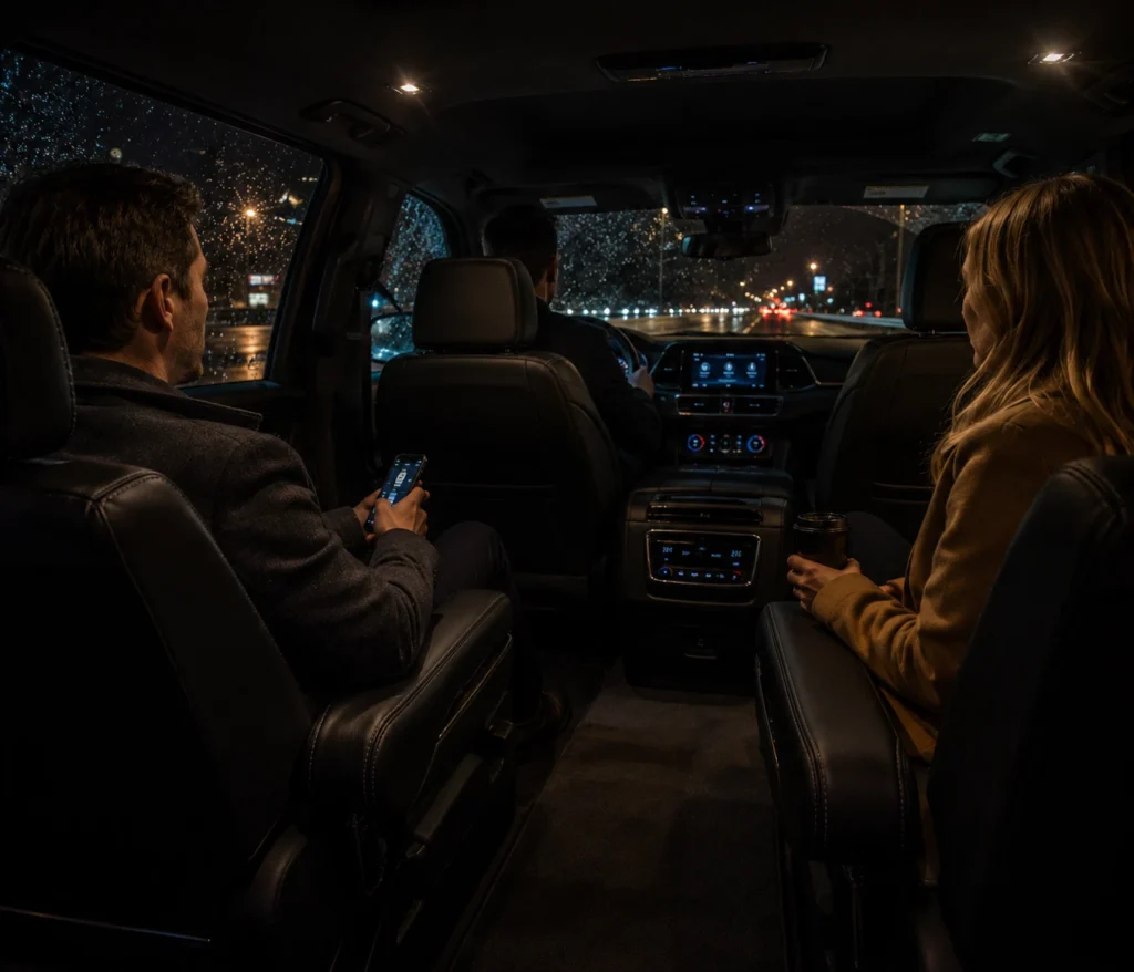 haliburton-rainy-night-airport-limo-interior