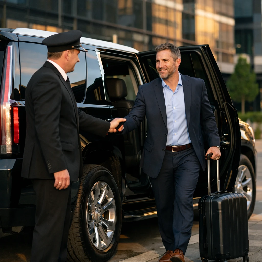 chauffeur-greeting-business-client-london-ontario