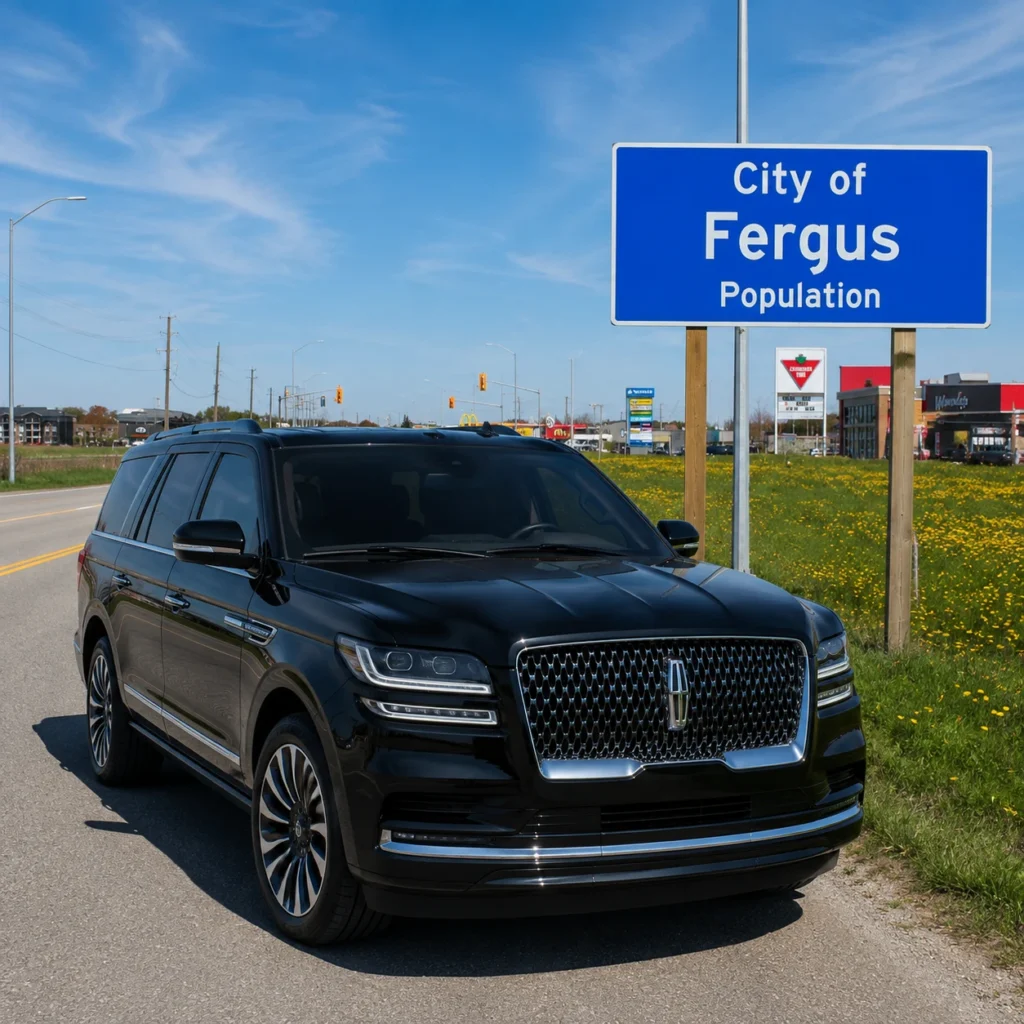 Fergus City Entrance with Luxury SUV